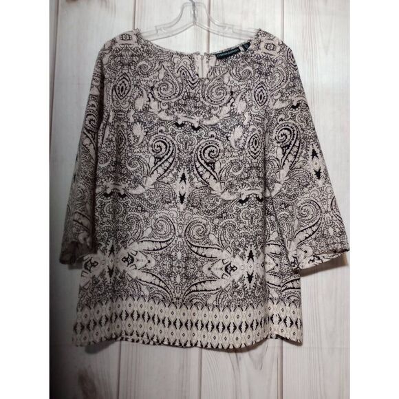 Cynthia‎ Rowley Shirt Ladies Small Cream Paisley - Picture 1 of 9